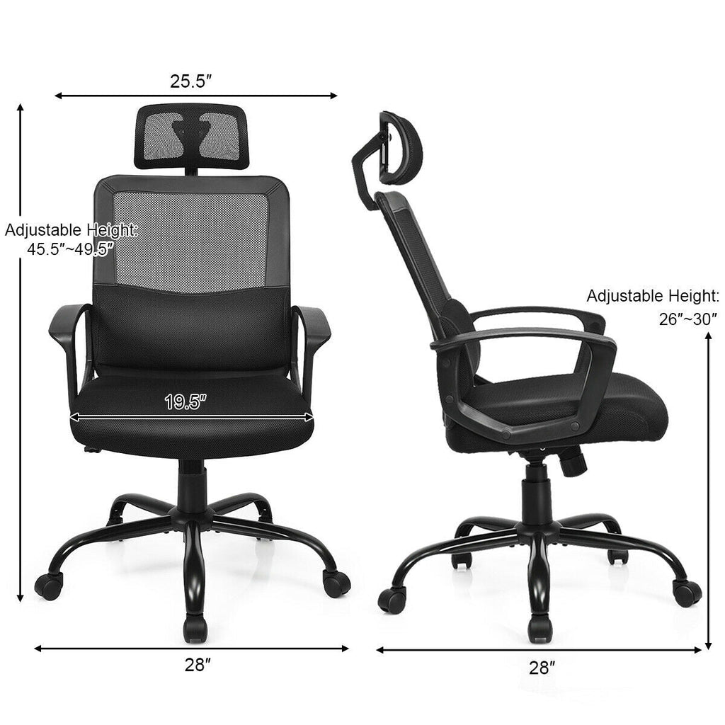High-Back Mesh Office Chair with Adjustable Headrest