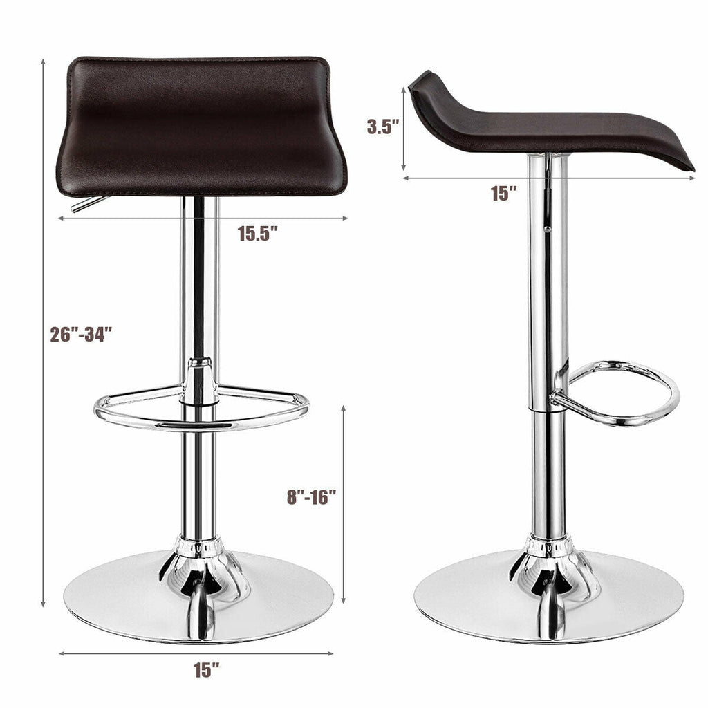 Adjustable PU Leather Backless Bar Stools - Set of 2