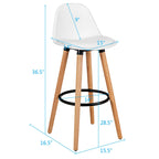 Mid-Century PU Upholstered Bar Stools - Set of 2