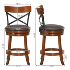 Swivel Bar Stools with Rubber Wood Legs - Set of 2