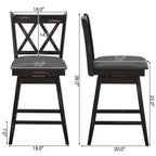 2-Piece Swivel Counter-Height Bar Stools with Rubberwood Legs