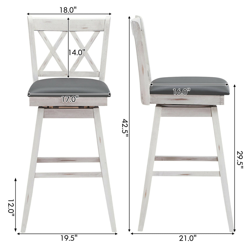 2-Piece Swivel Counter-Height Bar Stools with Rubberwood Legs