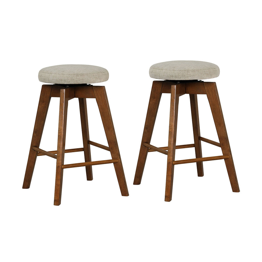 2-Piece Backless Swivel Bar Stools with Linen Seats