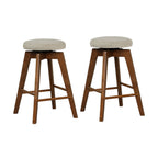 2-Piece Backless Swivel Bar Stools with Linen Seats