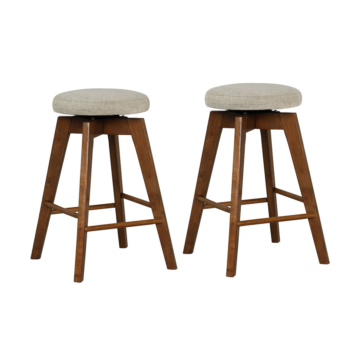 2-Piece Backless Swivel Bar Stools with Linen Seats