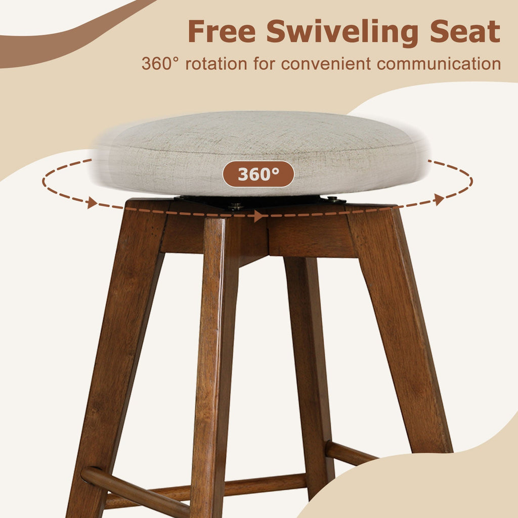 2-Piece Backless Swivel Bar Stools with Linen Seats