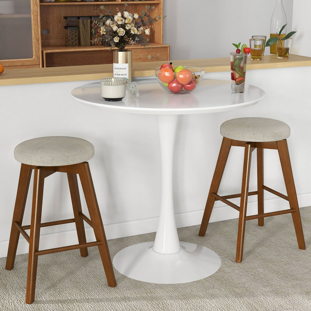 2-Piece Backless Swivel Bar Stools with Linen Seats