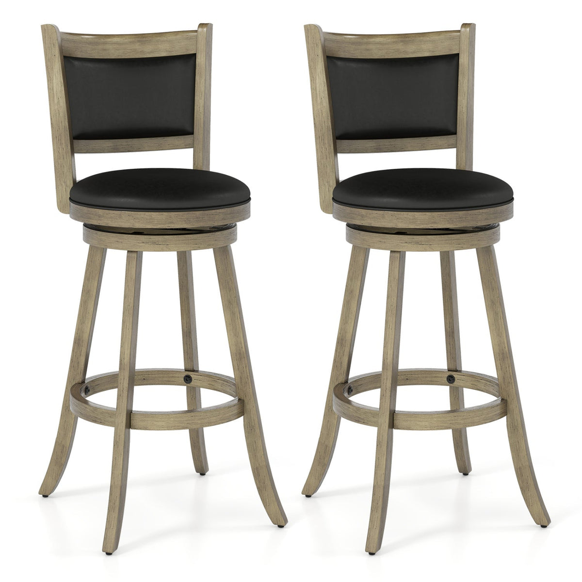 2-Piece Swivel Bar Stools with Hardwood Frame