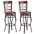 30 Inch 360° Swivel Bar Stools Set of 2 with Leather Padded Seat