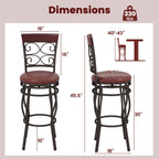 30 Inch 360° Swivel Bar Stools Set of 2 with Leather Padded Seat