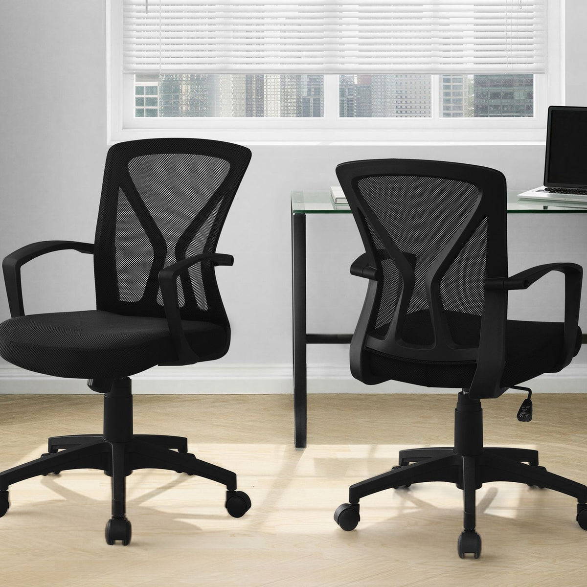 Adjustable Mid-Back Office Chair with Fixed Armrests