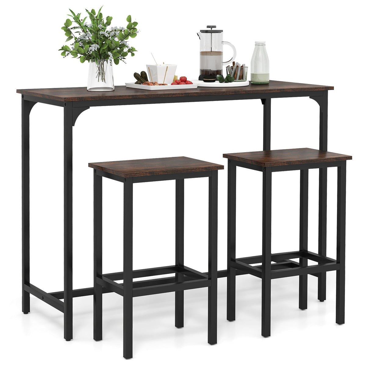 Industrial 3-Piece 47.5" Counter-Height Dining Table and 2 Bar Stools