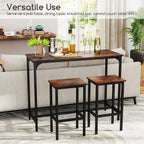 Industrial 3-Piece 47.5" Counter-Height Dining Table and 2 Bar Stools