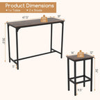 Industrial 3-Piece 47.5" Counter-Height Dining Table and 2 Bar Stools