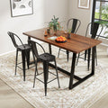 Set of 4 Bar Height Chairs Stackable Metal Bar Stools with Removable Backrest