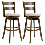 Swivel Bar Stools with Curved Backrest and Upholstered Seat