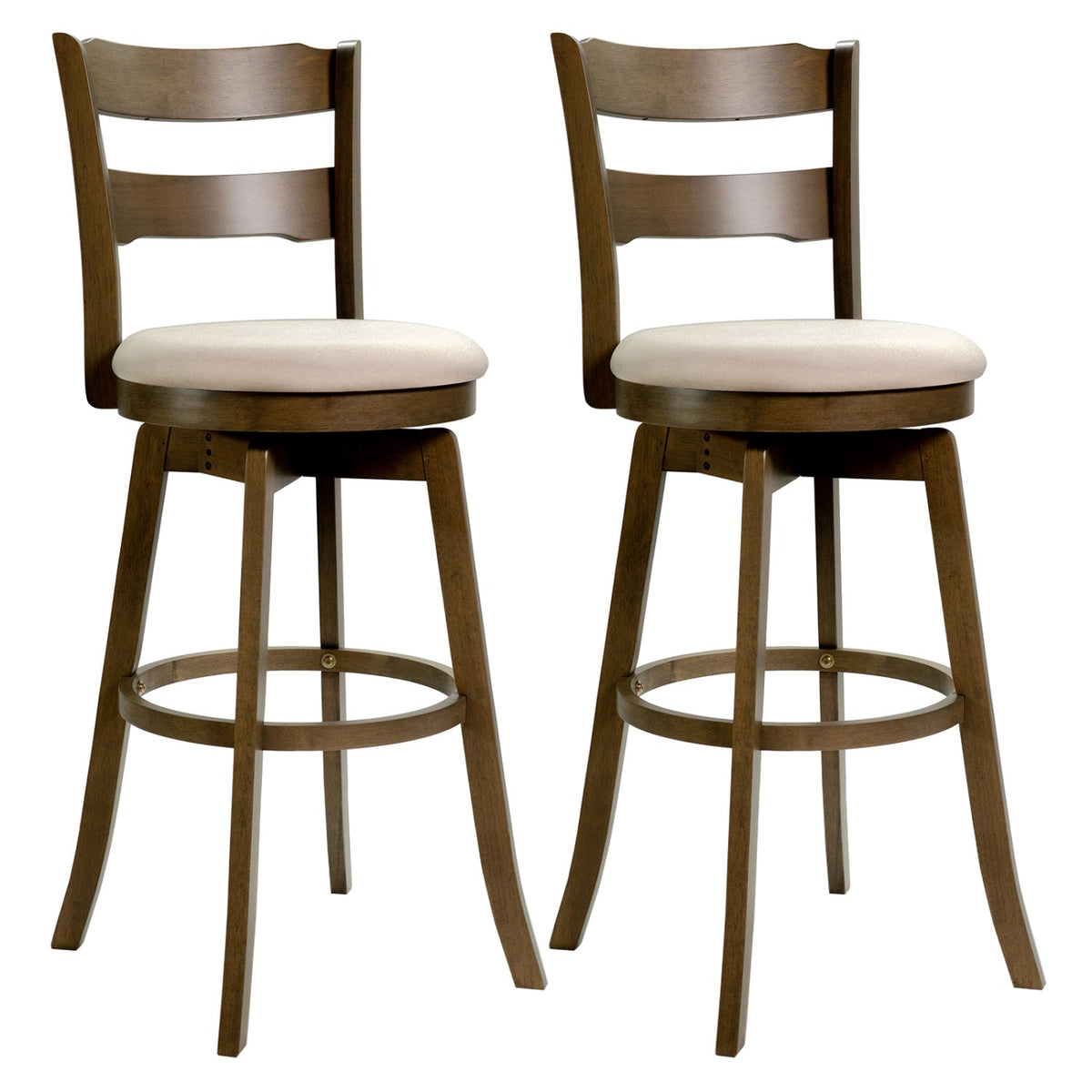 Swivel Bar Stools with Curved Backrest and Upholstered Seat