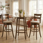 Swivel Bar Stools with Curved Backrest and Upholstered Seat