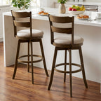 Swivel Bar Stools with Curved Backrest and Upholstered Seat