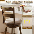 Swivel Bar Stools with Curved Backrest and Upholstered Seat