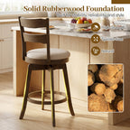 Swivel Bar Stools with Curved Backrest and Upholstered Seat
