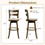 Swivel Bar Stools with Curved Backrest and Upholstered Seat