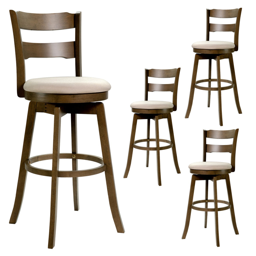 Swivel Bar Stools with Curved Backrest and Upholstered Seat