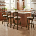 Swivel Bar Stools with Curved Backrest and Upholstered Seat