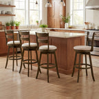 Swivel Bar Stools with Curved Backrest and Upholstered Seat