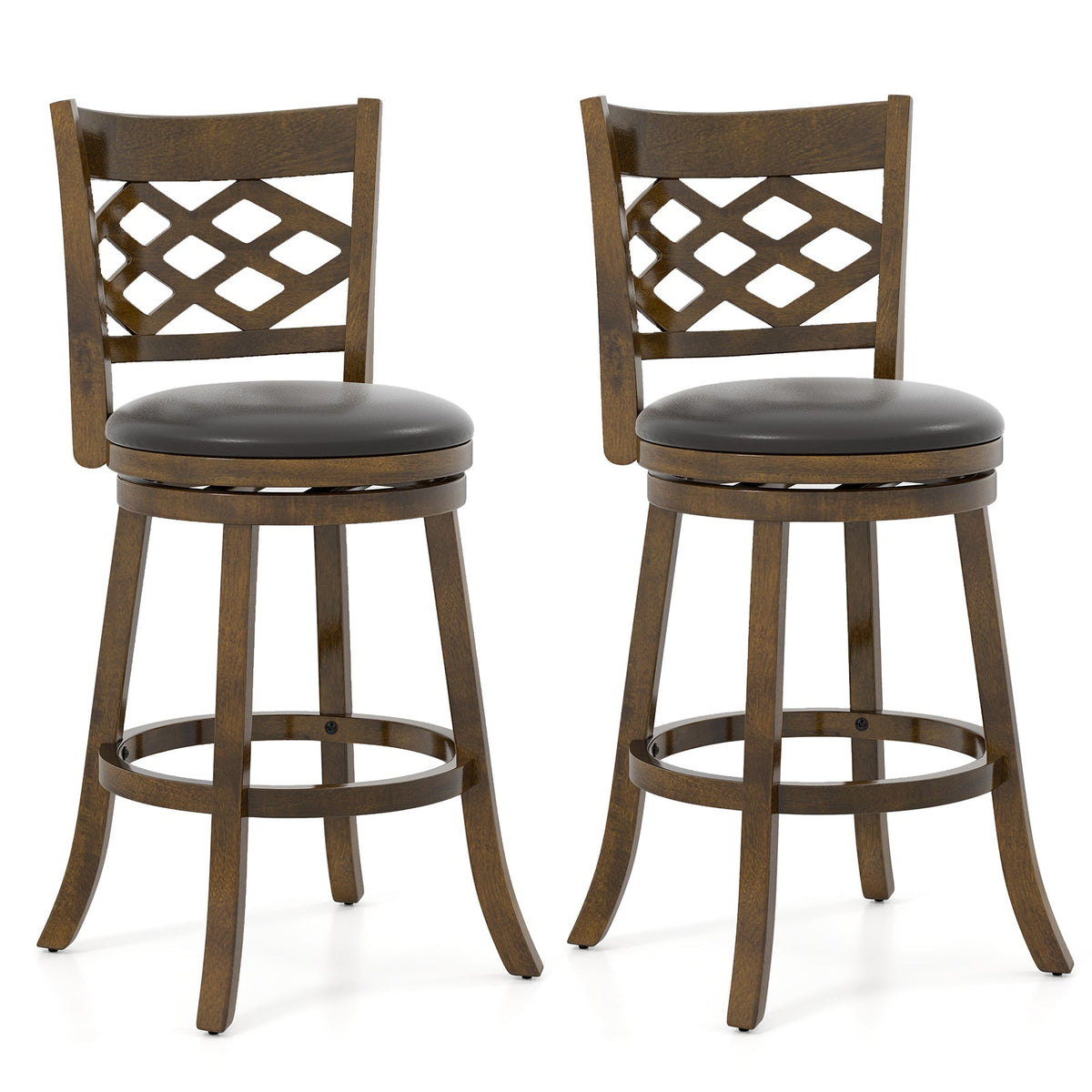 26 Inch Counter Height Bar Stools Set of 2 with Rubber Wood Frame