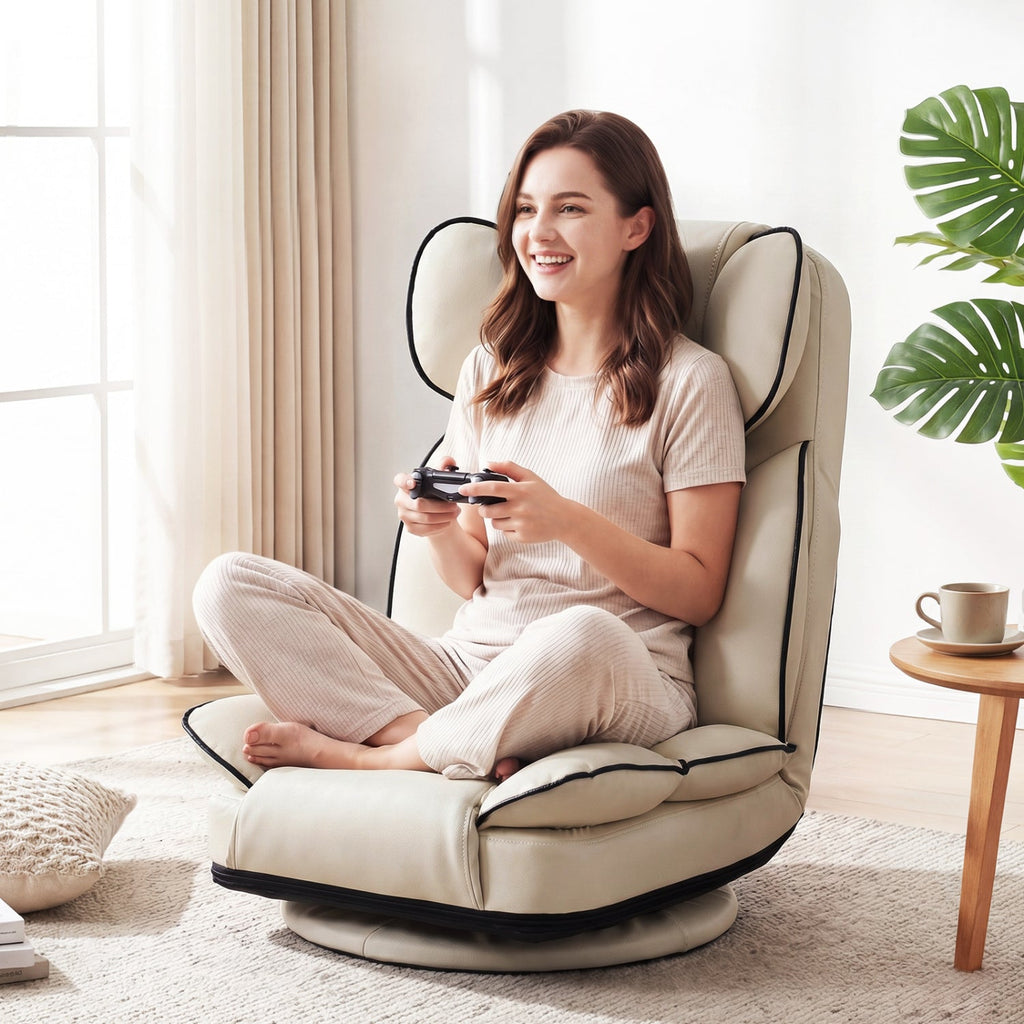 360 Degree Swivel Floor Gaming Chair with 6-Position Adjustable Backrest and Sponge Filling