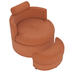 360° Swivel Accent Chair with Half Moon Storage Ottoman