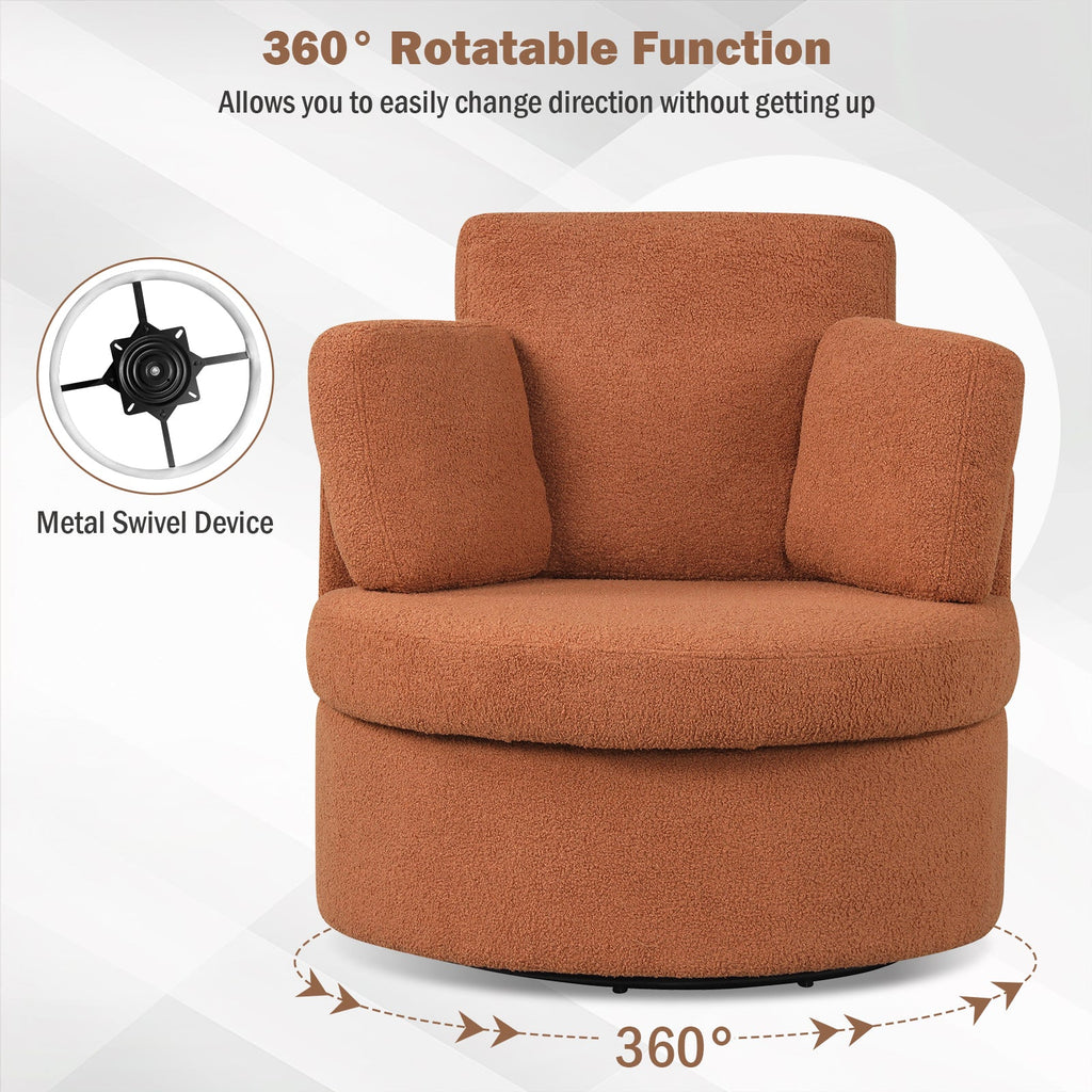 360° Swivel Accent Chair with Half Moon Storage Ottoman