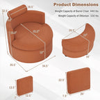 360° Swivel Accent Chair with Half Moon Storage Ottoman