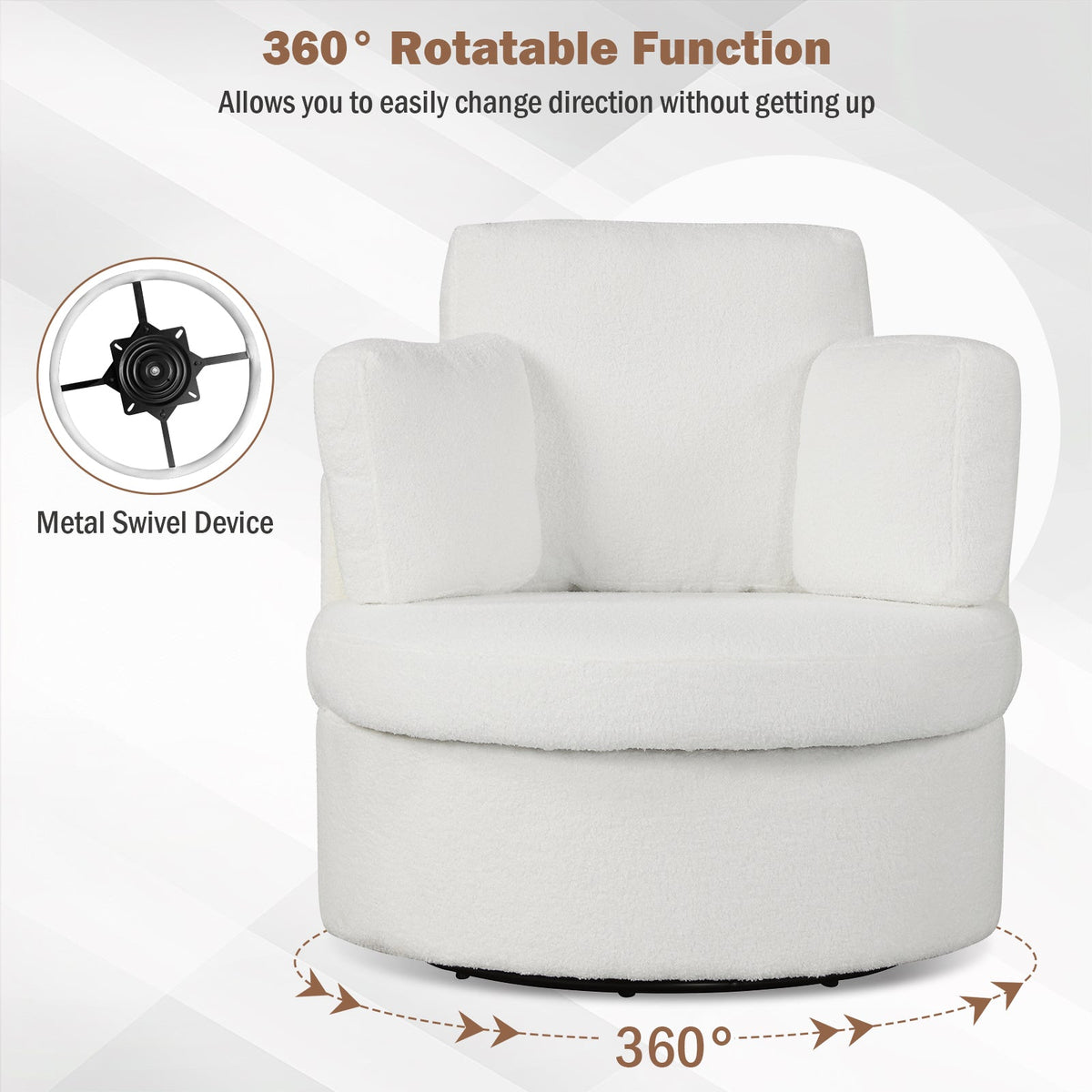 360° Swivel Accent Chair with Half Moon Storage Ottoman