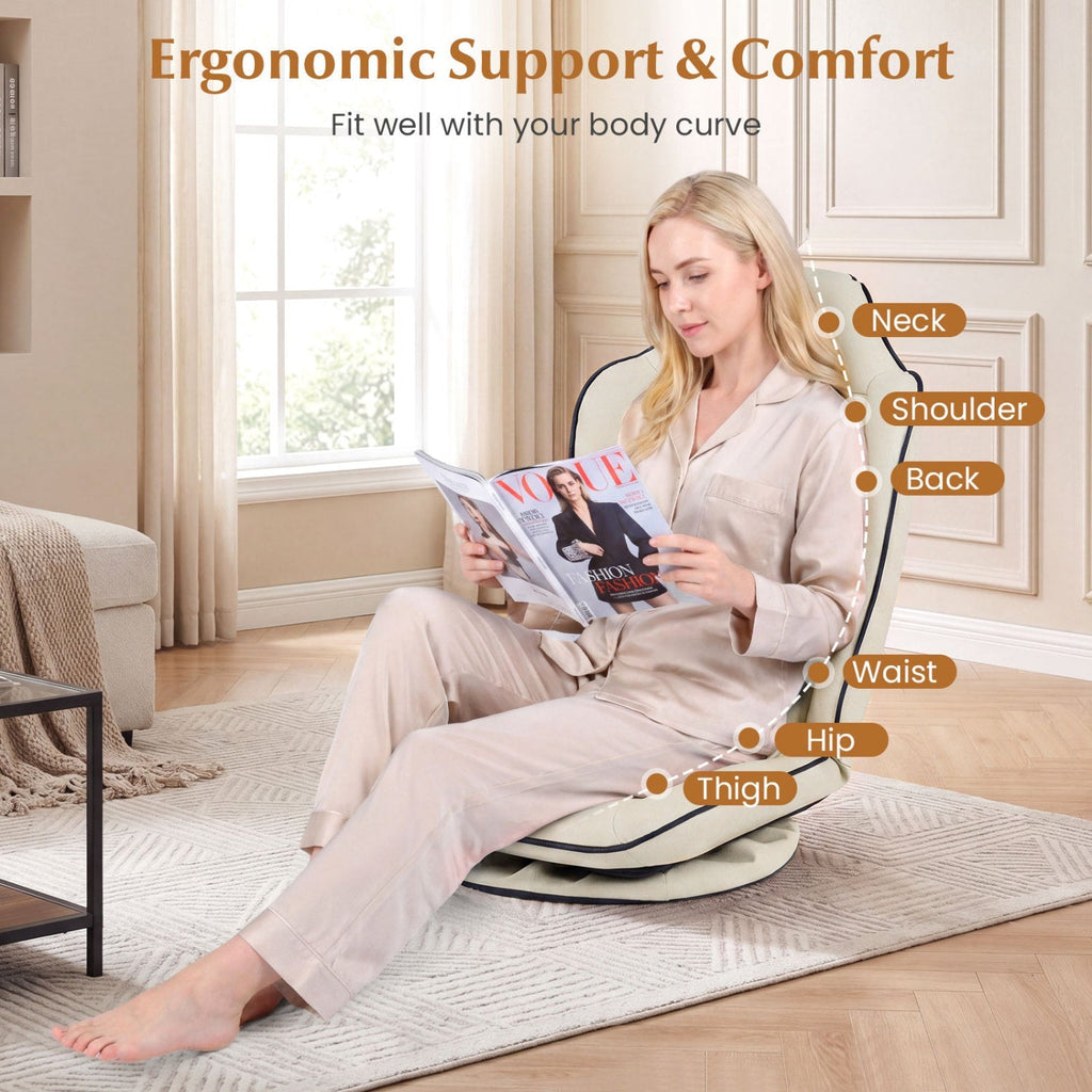360° Swivel Floor Gaming Chair with Adjustable Backrest