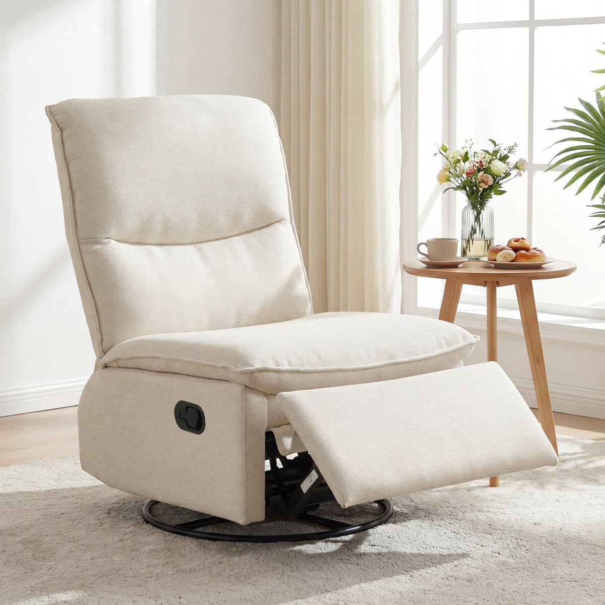 360° Swivel Rocking Chair with Cushioned Back for Living Room