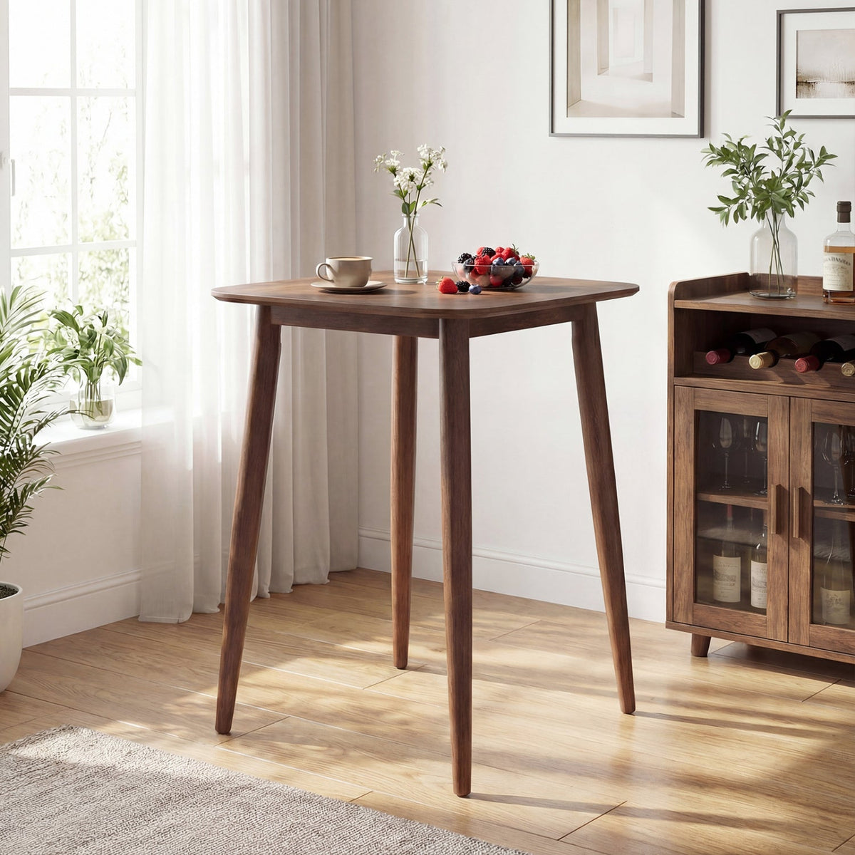 Counter Height Bar Table 36" with Solid Rubberwood Legs