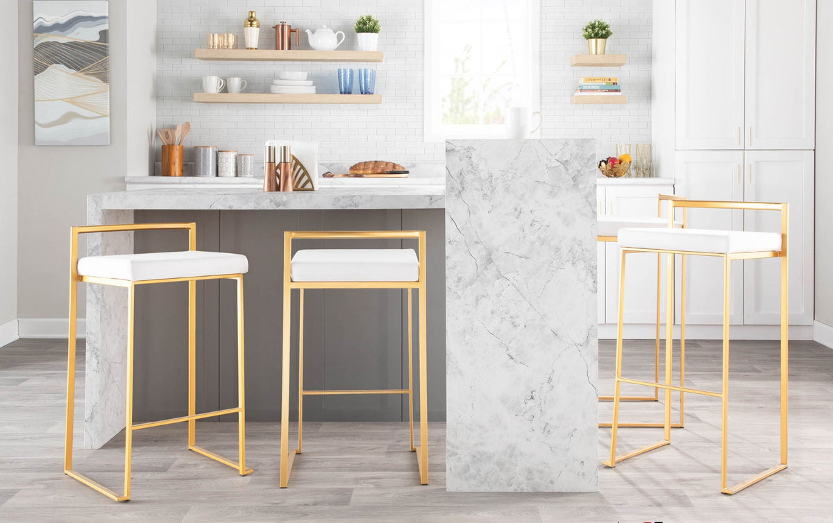 Fuji Contemporary Stackable Bar Stools, 2 or 3 Pieces