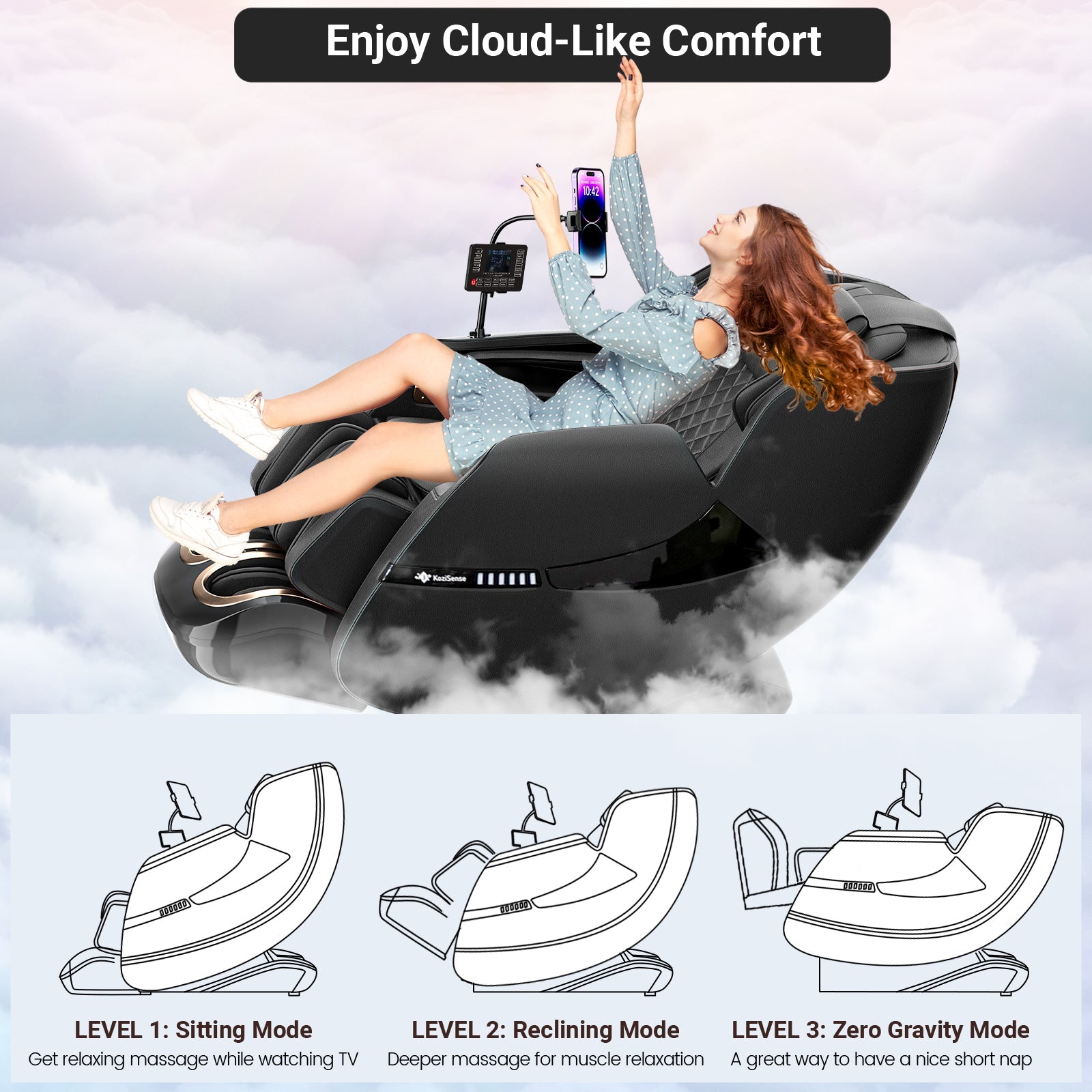 KoziSense KZ-A18 3D SL-track Massage Chair 2026 Upgraded - (Black)