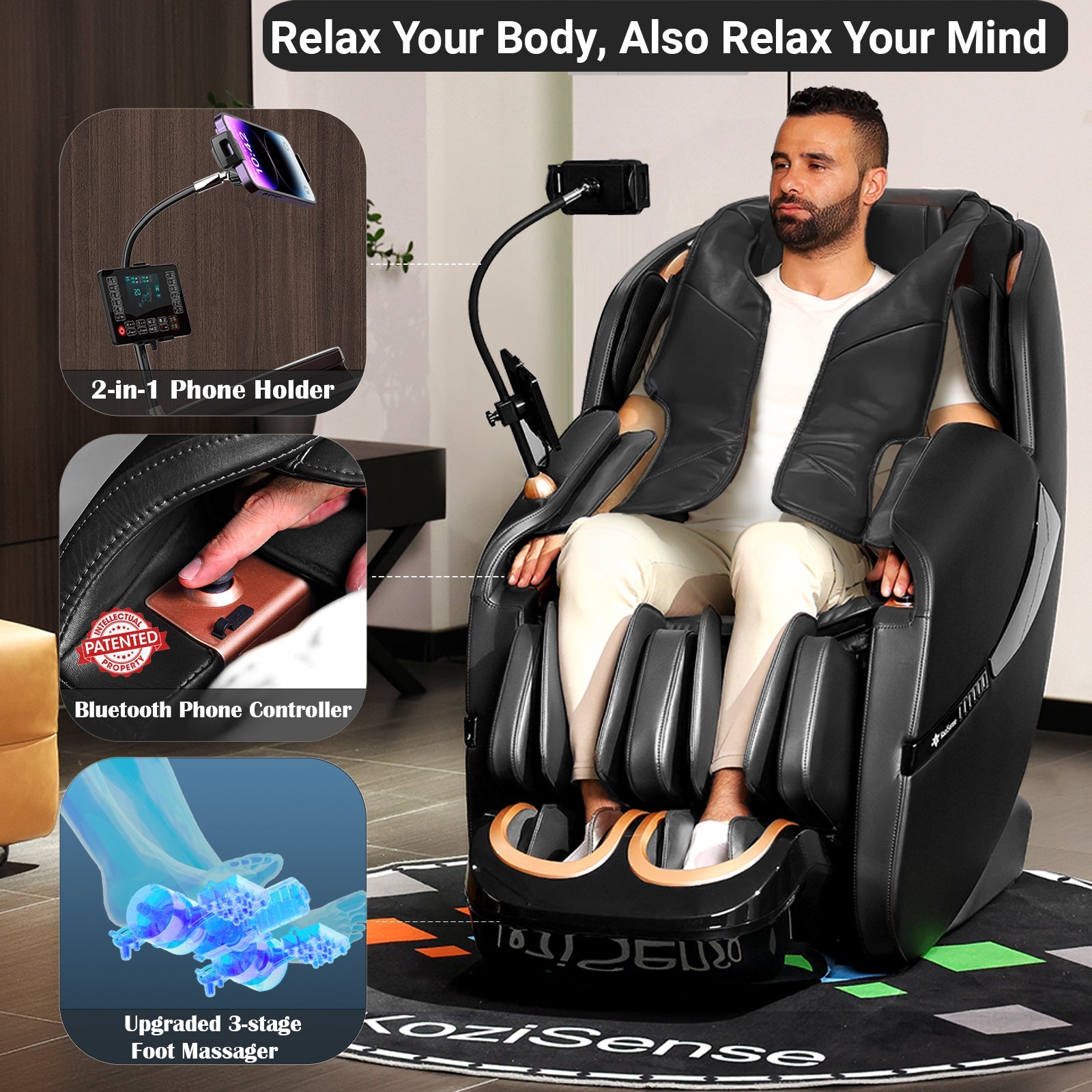 KoziSense KZ-A18 3D SL-track Massage Chair 2026 Upgraded - (Black)