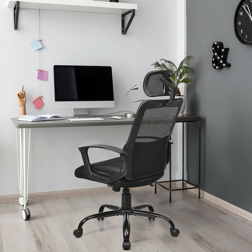 High-Back Mesh Office Chair with Adjustable Headrest