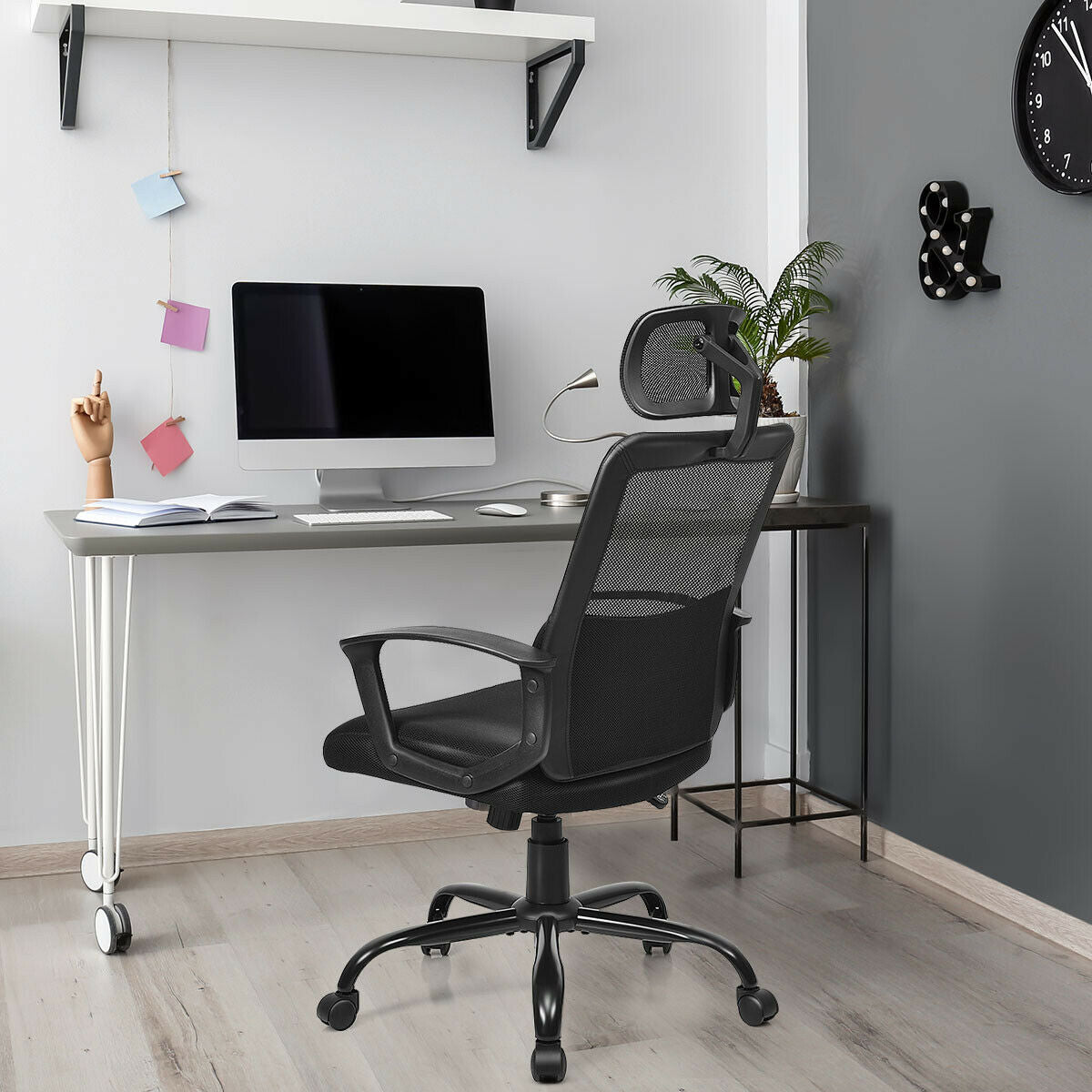 High-Back Mesh Office Chair with Adjustable Headrest