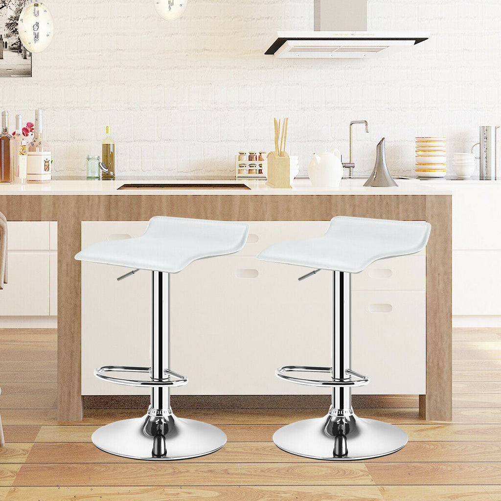 Adjustable PU Leather Backless Bar Stools - Set of 2