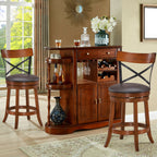 Swivel Bar Stools with Rubber Wood Legs - Set of 2