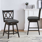 2-Piece Swivel Counter-Height Bar Stools with Rubberwood Legs