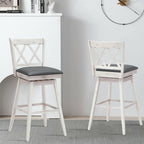 2-Piece Swivel Counter-Height Bar Stools with Rubberwood Legs