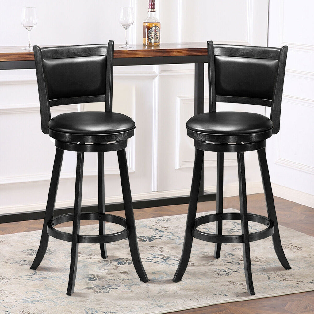 2-Piece Swivel Bar Stools with Hardwood Frame