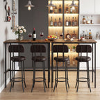3-Piece Industrial Bar Table Set with 2 Upholstered Stools and Footrests for Dining Room