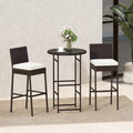 Outdoor Bar Set with 2 Wicker Bar Stools and Table - 3-Piece